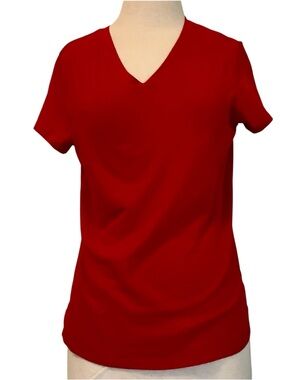 Active Bougie Red V Neck Short Sleeve Tee